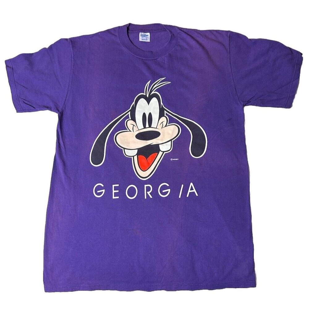Vintage 90s Purple Goofy Disney Georgia T Shirt FADED